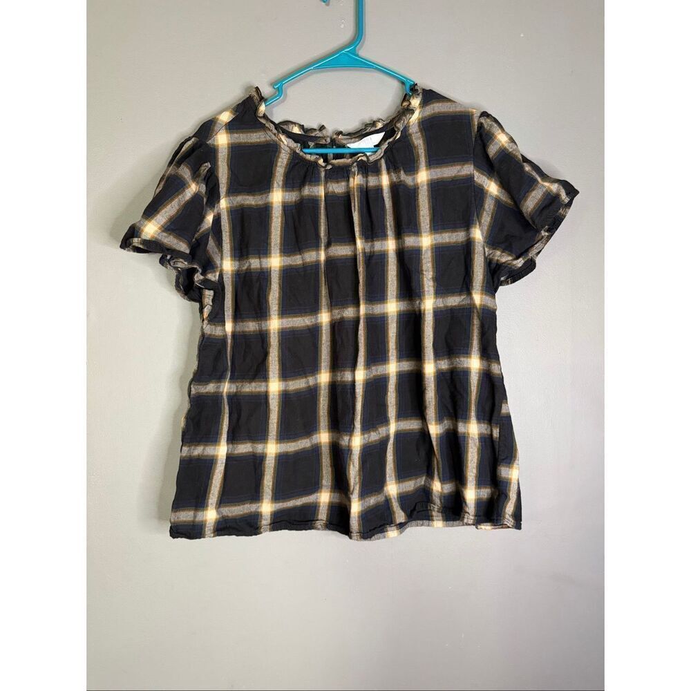 Time And Tru Butterfly Sleeve Top Cotton Flannel Keyhole Size XL
